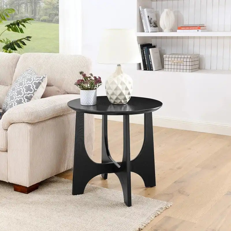 Grondin Modern Minimalist Style Round Coffee Table, End Table Nightstand for Living Room Reception Room Living Room