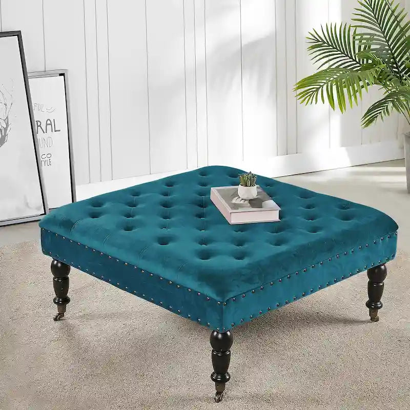 Home Soft Things Supersoft Tufted Coffee Table Ottoman - 33 x 33 x 18