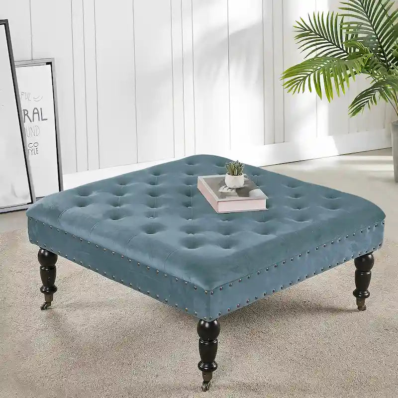 Home Soft Things Supersoft Tufted Coffee Table Ottoman - 33 x 33 x 18