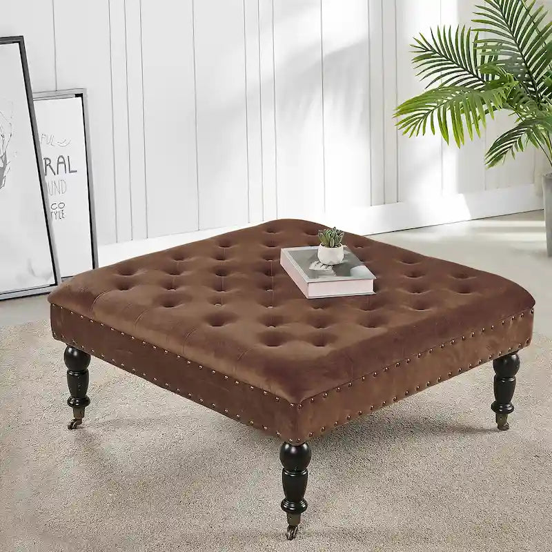 Home Soft Things Supersoft Tufted Coffee Table Ottoman - 33 x 33 x 18