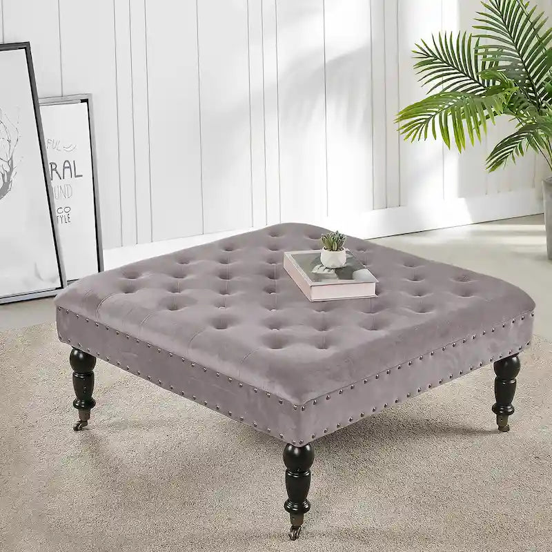 Home Soft Things Supersoft Tufted Coffee Table Ottoman - 33 x 33 x 18
