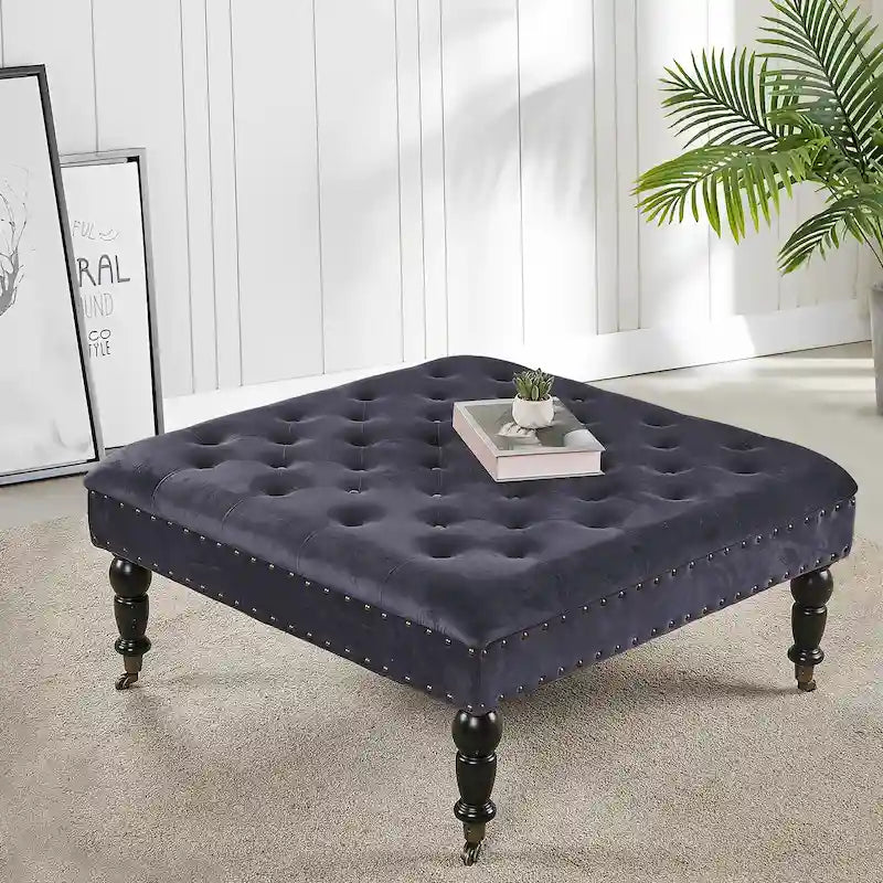 Home Soft Things Supersoft Tufted Coffee Table Ottoman - 33 x 33 x 18