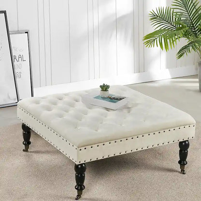 Home Soft Things Supersoft Tufted Coffee Table Ottoman - 33 x 33 x 18