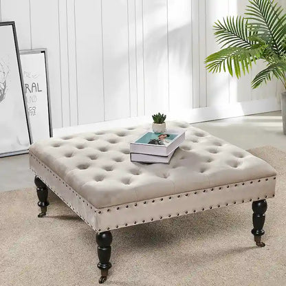 Home Soft Things Supersoft Tufted Coffee Table Ottoman - 33 x 33 x 18