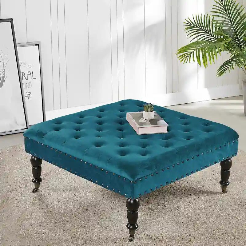 Home Soft Things Supersoft Tufted Coffee Table Ottoman - 33 x 33 x 18