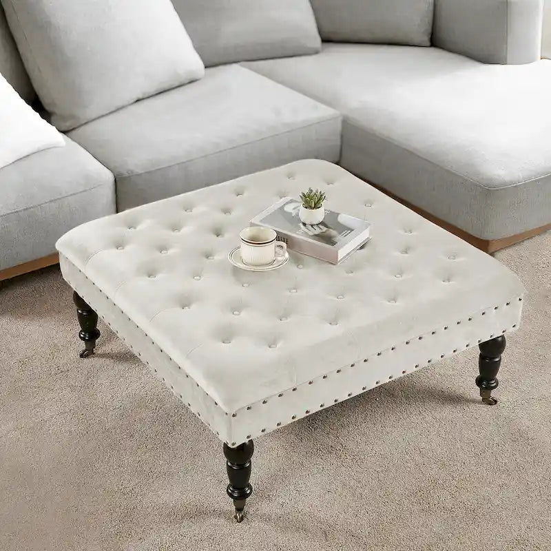 Home Soft Things Supersoft Tufted Coffee Table Ottoman - 33 x 33 x 18