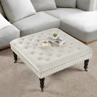 Home Soft Things Supersoft Tufted Coffee Table Ottoman - 33 x 33 x 18