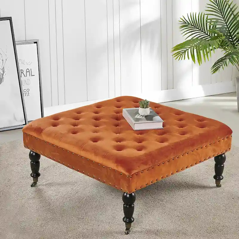 Home Soft Things Supersoft Tufted Coffee Table Ottoman - 33 x 33 x 18