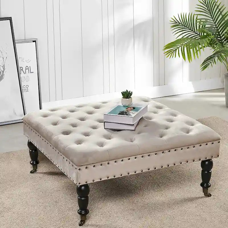 Home Soft Things Supersoft Tufted Coffee Table Ottoman - 33 x 33 x 18