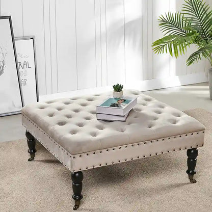 Home Soft Things Supersoft Tufted Coffee Table Ottoman - 33 x 33 x 18