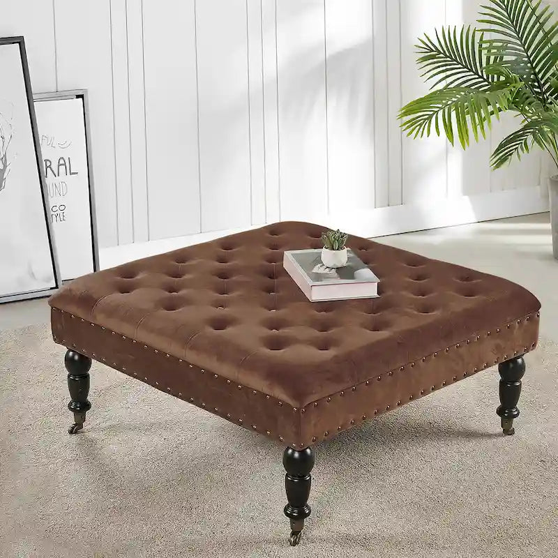 Home Soft Things Supersoft Tufted Coffee Table Ottoman - 33 x 33 x 18
