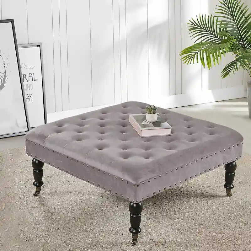 Home Soft Things Supersoft Tufted Coffee Table Ottoman - 33 x 33 x 18