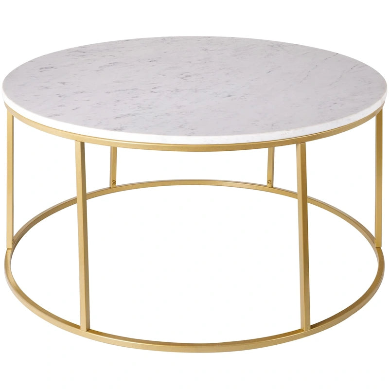 Sedei Modern Round Mixed Material Frame Coffee Table