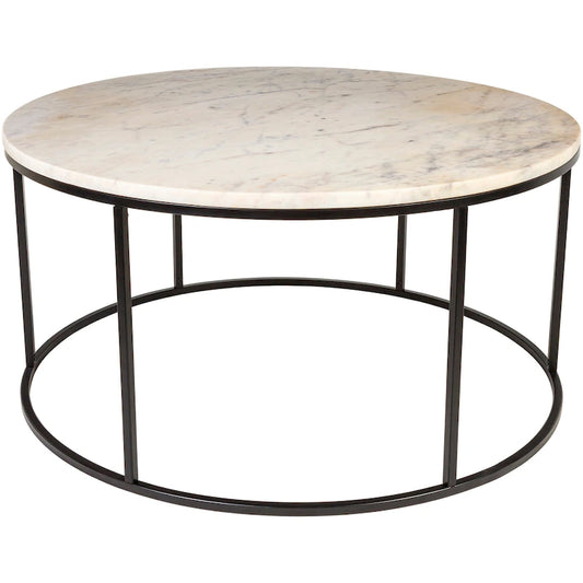 Sedei Modern Round Mixed Material Frame Coffee Table