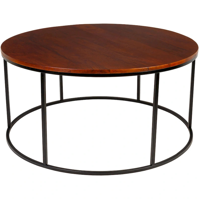 Sedei Modern Round Mixed Material Frame Coffee Table