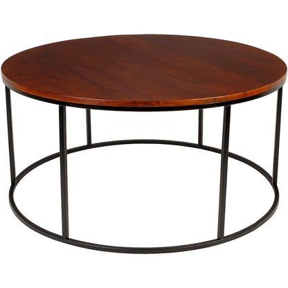 Sedei Modern Round Mixed Material Frame Coffee Table
