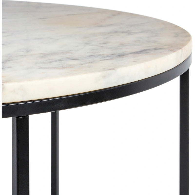 Sedei Modern Round Mixed Material Frame Coffee Table