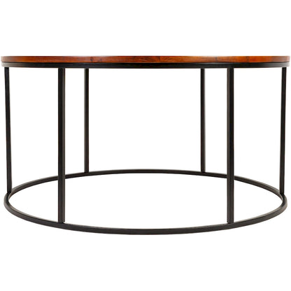 Sedei Modern Round Mixed Material Frame Coffee Table