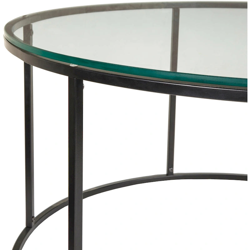 Sedei Modern Round Mixed Material Frame Coffee Table