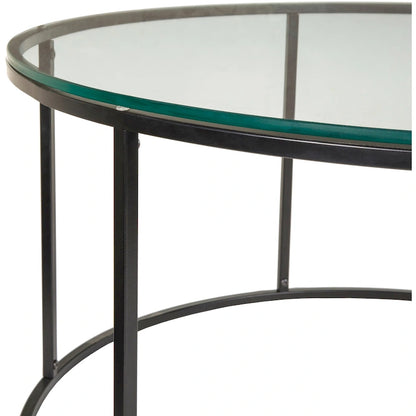 Sedei Modern Round Mixed Material Frame Coffee Table