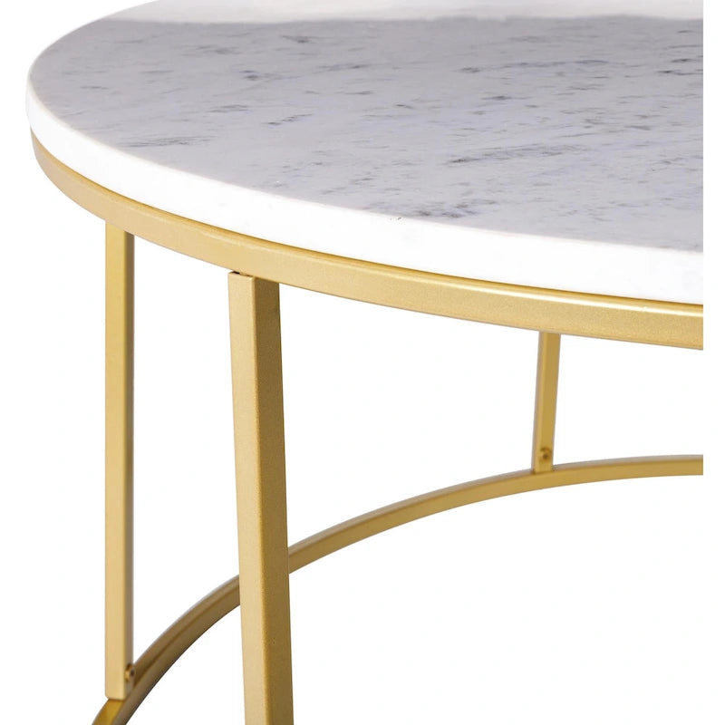 Sedei Modern Round Mixed Material Frame Coffee Table