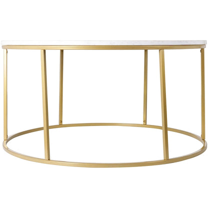 Sedei Modern Round Mixed Material Frame Coffee Table