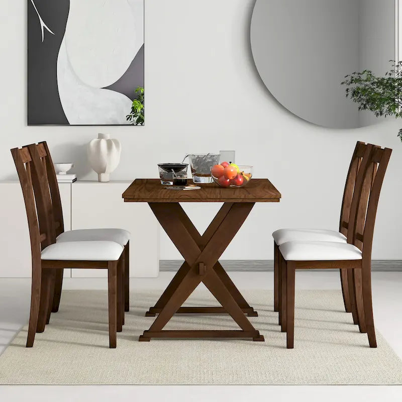 Mid-Century Wood 5-Piece Dining Table Set