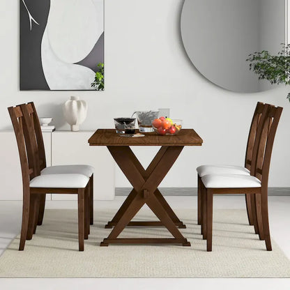Mid-Century Wood 5-Piece Dining Table Set