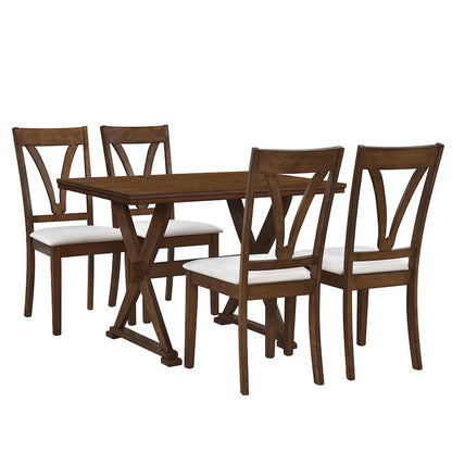 Mid-Century Wood 5-Piece Dining Table Set