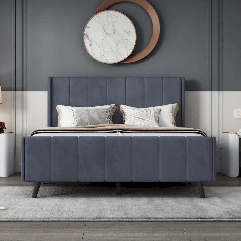 Upholstered Platform Bed, Velvet