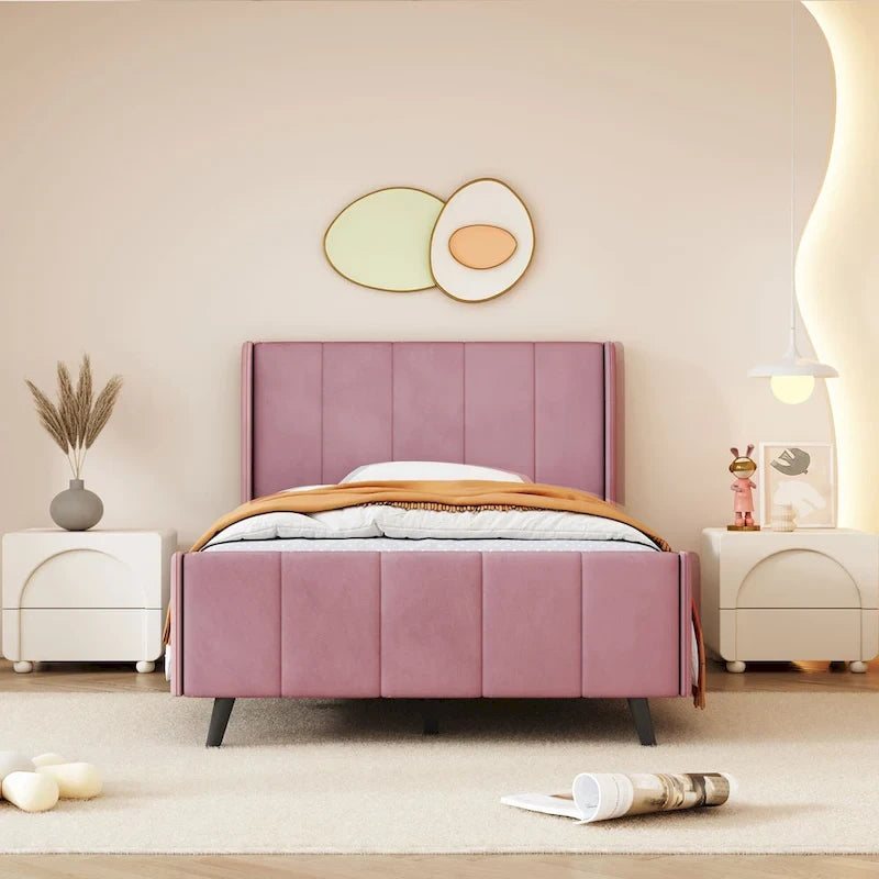 Upholstered Platform Bed, Velvet