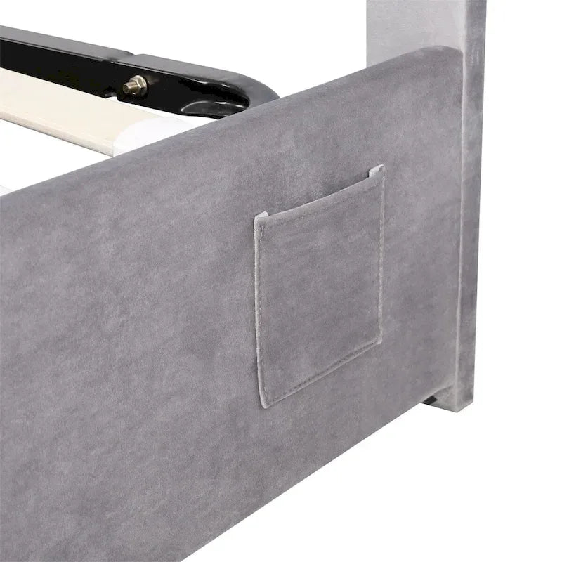 Merax Upholstered Hydraulic Storage Bed with LED light, Bluetooth Player and USB Charging