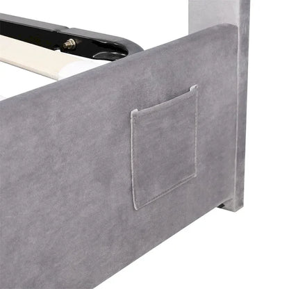 Merax Upholstered Hydraulic Storage Bed with LED light, Bluetooth Player and USB Charging