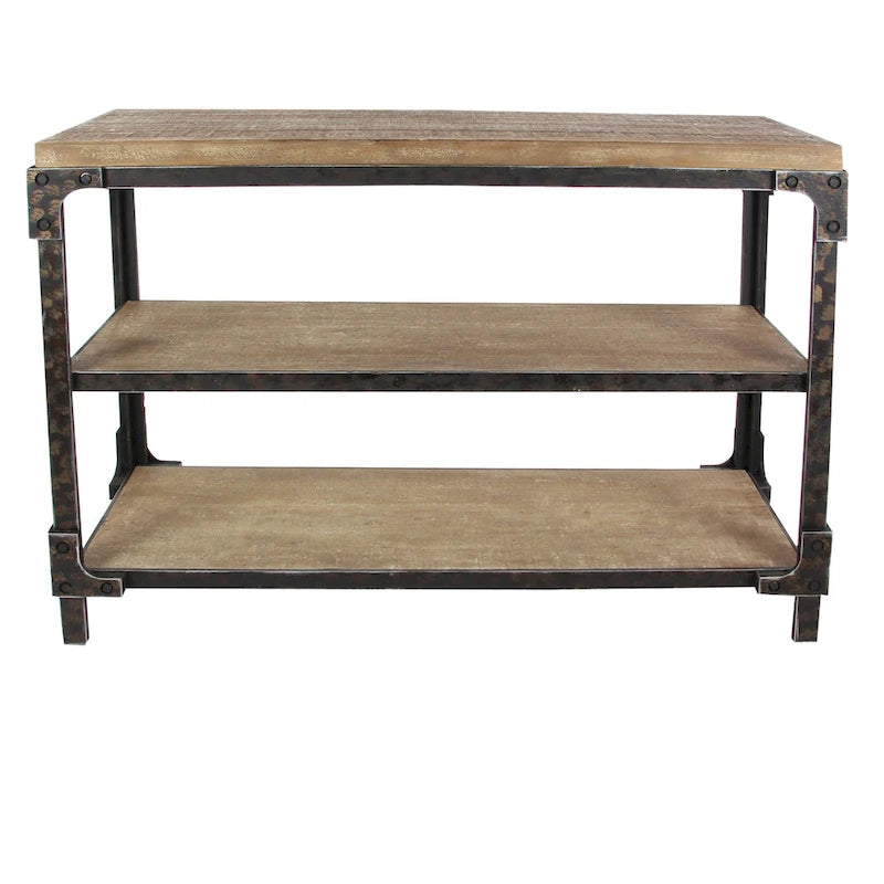 Wood 2 Shelves Console Table - Brown - Roche River Decor - 19W x 48L x 34H