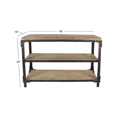 Wood 2 Shelves Console Table - Brown - Roche River Decor - 19W x 48L x 34H