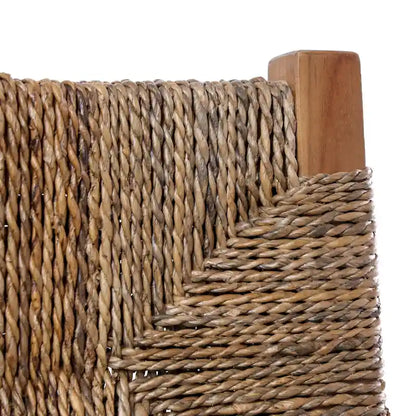 Teak Wood Handmade Accent Chair with Woven Banana Leaf Seat - Set of 2 Light Brown - Roche River Decor - 23W x 19L x 34H