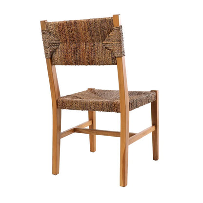 Teak Wood Handmade Accent Chair with Woven Banana Leaf Seat - Set of 2 Light Brown - Roche River Decor - 23W x 19L x 34H