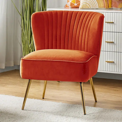 Monica 22W Upholstered Modern Tufted Accent Side Chair with Gold Legs by HULALA HOME