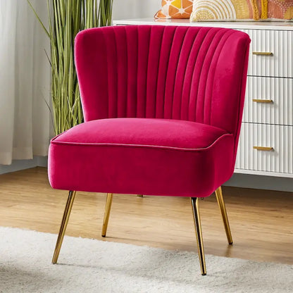 Monica 22W Upholstered Modern Tufted Accent Side Chair with Gold Legs by HULALA HOME