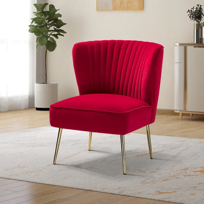 Monica 22W Upholstered Modern Tufted Accent Side Chair with Gold Legs by HULALA HOME