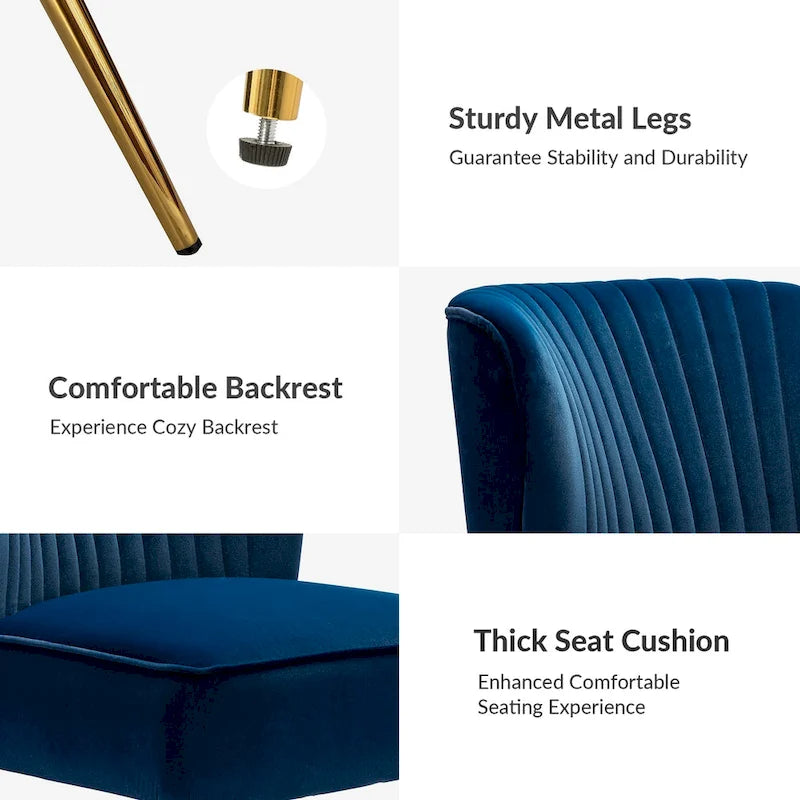 Monica 22W Upholstered Modern Tufted Accent Side Chair with Gold Legs by HULALA HOME