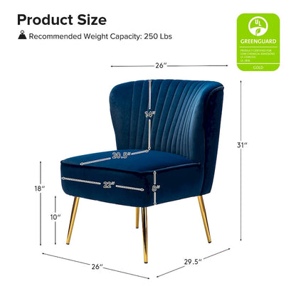 Monica 22W Upholstered Modern Tufted Accent Side Chair with Gold Legs by HULALA HOME