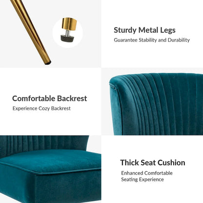 Monica 22W Upholstered Modern Tufted Accent Side Chair with Gold Legs by HULALA HOME