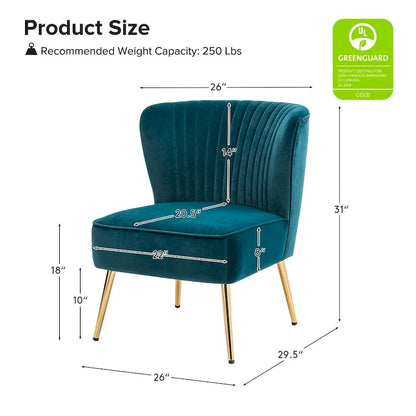 Monica 22W Upholstered Modern Tufted Accent Side Chair with Gold Legs by HULALA HOME