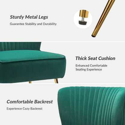 Monica 22W Upholstered Modern Tufted Accent Side Chair with Gold Legs by HULALA HOME