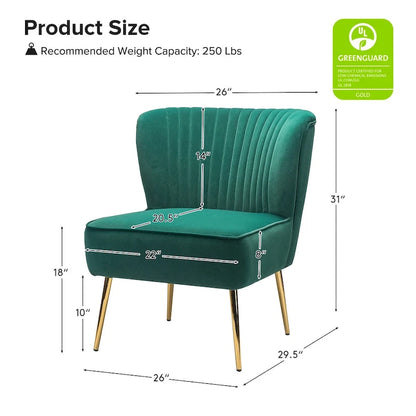 Monica 22W Upholstered Modern Tufted Accent Side Chair with Gold Legs by HULALA HOME