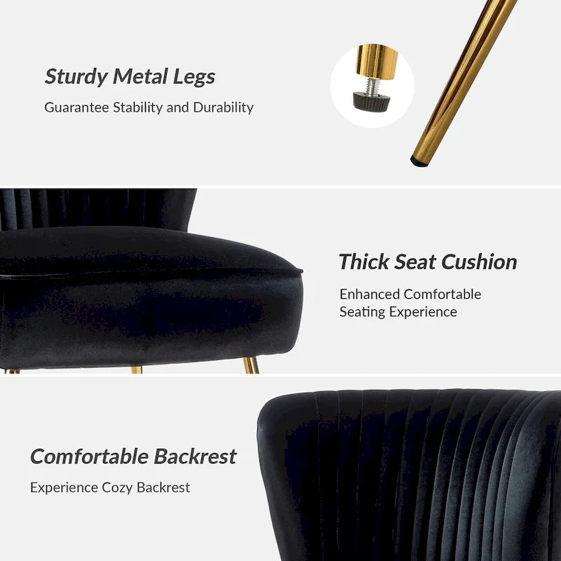 Monica 22W Upholstered Modern Tufted Accent Side Chair with Gold Legs by HULALA HOME