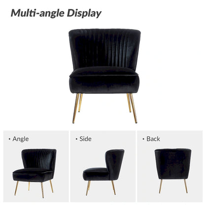 Monica 22W Upholstered Modern Tufted Accent Side Chair with Gold Legs by HULALA HOME