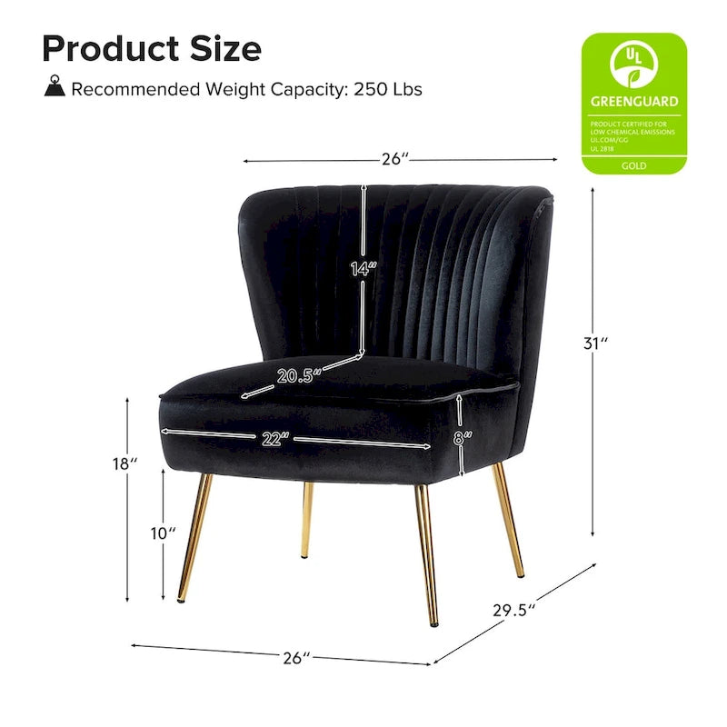 Monica 22W Upholstered Modern Tufted Accent Side Chair with Gold Legs by HULALA HOME