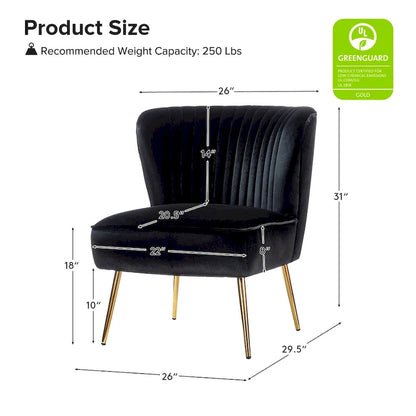 Monica 22W Upholstered Modern Tufted Accent Side Chair with Gold Legs by HULALA HOME